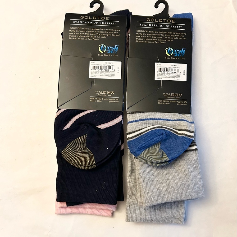 Gold toe 4 Pairs of Men’s Socks Shark Flamingo Size 6 to 12 NWT - Picture 5 of 5